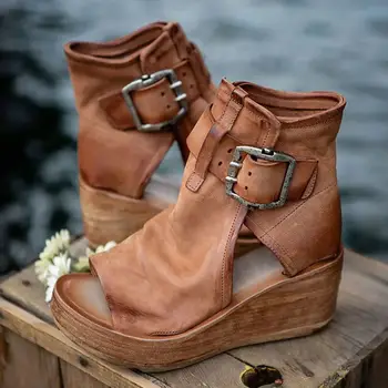 Retro kingad naiste suveks kõrge kontsaga mood naiste kingad 2021 uus high-top kiilu sandaalid paks-baseeruv kala suu sandaalid naistele