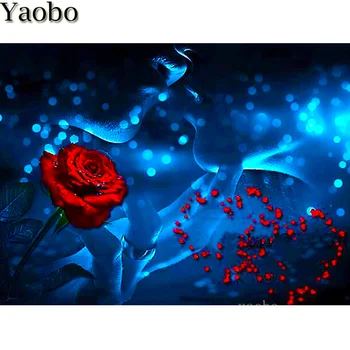 Diamond Tikandid Love kiss Näputöö 5D DIY Diamond Maali punane roos lill Täis Ruut, Ring Puurida Rhinestone Mosaiik kunst