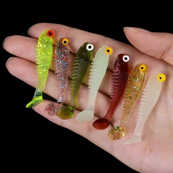 10TK Helendav Pehme Kalapüügi Peibutis 5cm Kunstlik Silikoon Sööt 3D Silmad Lõhn Soola Väikeste Kalade ja Kalapüügi Lures