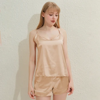 Naiste Pajama Komplekti Tüdruk Pyjama Sleepwear Nightwear Laides Homewear Tahke Mugav Pehme Camis + lühikesed Püksid 2tk
