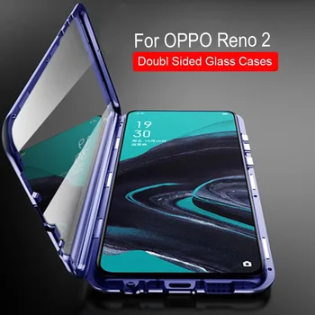 Kahepoolne Magnetiline Adsorptsiooni puhul OPPO Reno 2 360 Täis Kaitseks Karastatud Klaas-Metall Kaitseraua Kate OPPO Reno Juhtudel