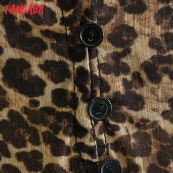 Tangada 2021 Naiste Leopardi Loomade Sifonki Kleit Pikk Varrukas Daamid Vintage Mini Kleit Vestidos XN303