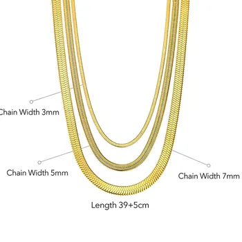 Kalasaba kaelakeed naistele 316l roostevabast terasest kuld korter madu kett kaelakee lihtne trendikas naiste virnastatavates 3mm 5mm, 7mm