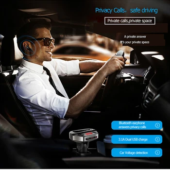 Auto Fm Saatja, Bluetooth Koos Kõrvaklappide Auto Mp3 Mängija Modulaator Adapter Aku Pinge Käed-vaba Dual USB autolaadija
