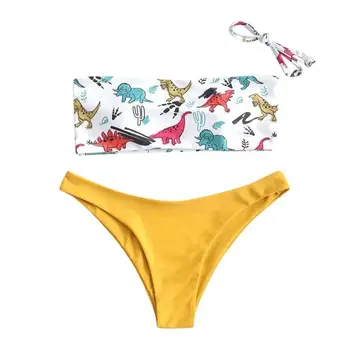Armas Dinosaurused Prindi Bandeau Bikinis Naiste Push Up Supelrõivad Ujumistrikoo Trikoo Beach Kanda Sexy Thong Biquini Maillot De Bain