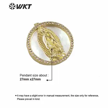 WT-MP144 WKT Uus väike valge MOP shell neitsi maarja usuliste ripats kuum kuld galvaniseeritud ring mündi maarja ripats