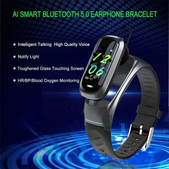Nutikas Käevõru Bluetooth Kõrvaklapid Kõnele Vastamine hääljuhtimine Smart Bänd Südame Löögisageduse Fitness Smartwatches Traadita Headest ühes