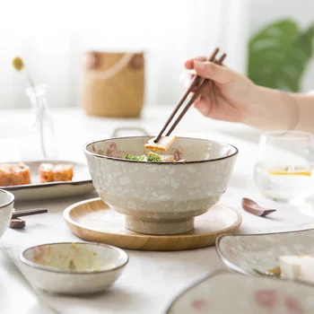 Riis, Salat, Supp Kaussi Praad Plaat Teenindavad Küpsetamine Tassi Japanese Cherry Blossom Käsitsi Maalitud Keraamilised Lauanõud