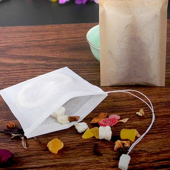 100 Tk Ühekordselt Tühi Tee Kotid Kotid Tee Kott String Terveks Tihend Tee Infuser mittekootud Paber Filter Teabags