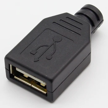 Uued 10tk Tüüpi Naine USB-4 Pin Pistik-Pesa Pesa Must Plastist Kate