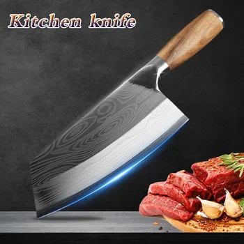Köök Nuga Damascus Laser Muster Hiina Chef Nuga Roostevabast Terasest Lihunik Liha Tükeldamine Cleaver Nuga Köögivilja Lõikur