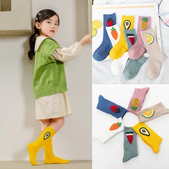 6 Paari/palju Beebi Tüdrukute Sokid Uued Lapsed Väikelastel Cartoon Puu Disain Pehme Puuvillane Kevad-Sügis Laste Sokid