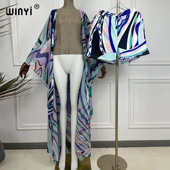 2021 kaks rõivakomplekti Bohemian Trükitud Üle Size V-kaeluse Batwing Varruka trab Kleit Naised, Elastne Silk Põranda Pikkus Uus Mood Tõusulaine
