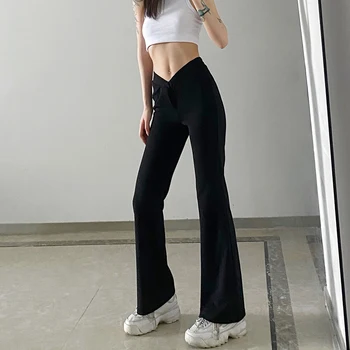 Rockmore Must Kõrge Vöökoht Põletatud Vabaaja Püksid Naiste Püksid Y2K Streetwear Püksid Sweatpants Cargo Püksid Capris Joggers 2021