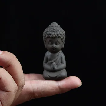 Hiina Vähe Keraamiline Munk Figuriin Buddha Kuju Teahouse Ornament Auto Kaunistamiseks Armas Kodu Decor Elutuba