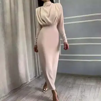 BaoZhuo Kleit Naiste Vintage Pikad Varrukad Kevad Sügis Suve Poole Luksus Elegantne Kleidid 2021 Valge Kõrge Vöökoht Bodycon Kleit