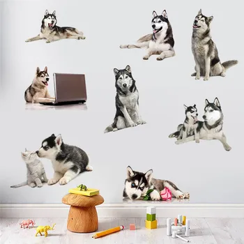Armas Koer on Husky Seina Kleebised Home Decor Pet Husky 3D Kunst Seina Kleepsud Seina Kaunistused elutuba Magamistuba