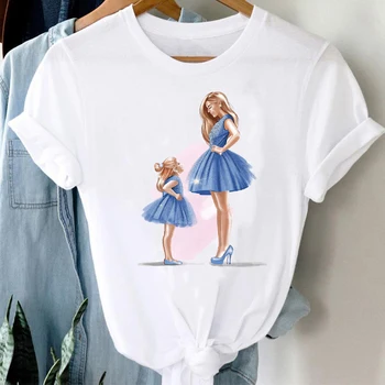 T-särgid, Naiste Lilleline Akvarell Tüdruk Tütar Cartoon Ema Ema Mama Riided Stiilne Tshirt Top Lady Prindi Tüdruk Tee T-Särk