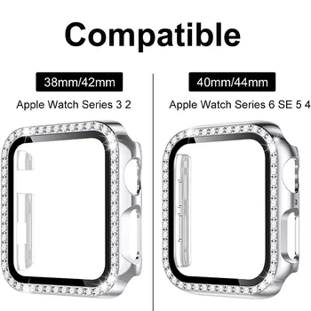 Diamond puhul Apple ' i Watch band 44mm 42mm 40mm 38mm Bling Crystal Täielikult Katta Kaitsva Juhul PC Kaitseraua sarja 6 se 5 4 3