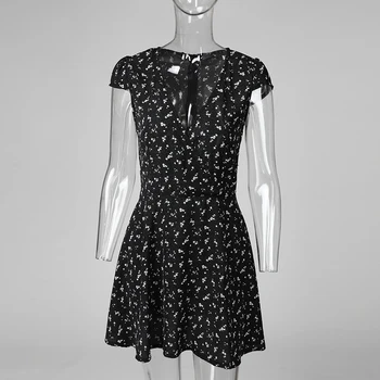 Uus Suvine Kleit 2021 V-Kaeluse Joon Pool Elegantne Kleit Seksikas Õie Printida Mini-Kleidid Naistele Vabaaja Kleit Beach Stiil