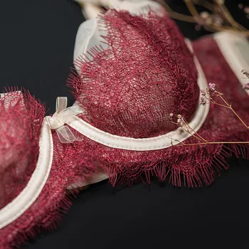 Romantiline seksikas õhuke rinnahoidja komplekt pits õõnes läbipaistev rinnahoidja, daamid mugav pehme aluspesu komplekt