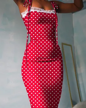 Õie printida valge pitsist kleit naiste Midi bodycon seksikas kleit Red dot vintage kleit Suvel rannas boho pluss suurus kleit vestidos