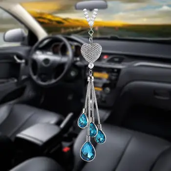 Sädelevat Südame Auto Tahavaatepeegli Võlu Bling Auto Rearview Mirror Crystal Ripats Ripub Ornament Sisekujunduses, Auto Tarvikud
