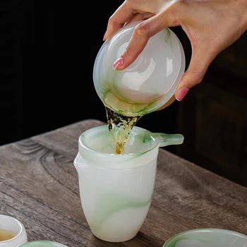 Jade Green Õiglane Cup Tint Maali Tassi Master Teacup 250ml Hiina Kung Fu Tee Set Teaware Tarvikud Kohvi Kruus Tea Maker Käsitöö