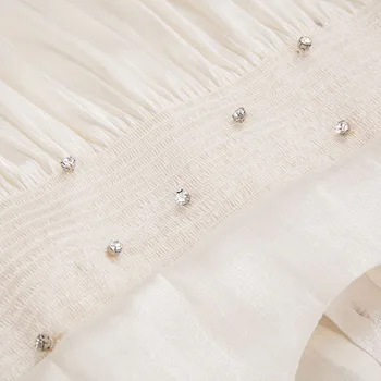 Brändi 2021Girls' Glitter Satiin Moonlight Valge Kõrge Rind Luksuslik Kleit