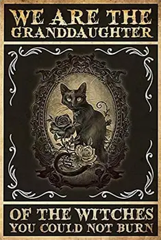 Must Kass, Meil on Lapselapsed ning Nõiad Halloween Raua Maali Tina Märk, Baar, Pubi Garaaž Söökla Kohvik Kodus Seina Decor Kodus
