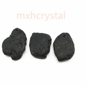 Originaal Kivi Tektite Ripats Raw Gemstone Must Meteoriite Crystal Rock Kvarts Omanik Kaelakee Ripats Net Tervendav Ehted