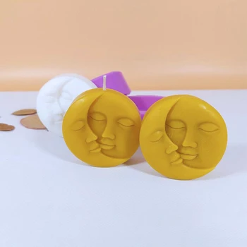 3D DIY Käsitöö Seep-Tegemise Ring Kujuline Seep Hallituse Moon Nägu Silikoonist Vormi Aroomiteraapia Küünla Hallitusseened jaoks Küünla Tegemine