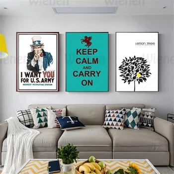 Ameerika Inglismaa Stiilis plakat Seina Art Rahulikuks ja jätkata Elu Quote Lõuendile Maali Home Decor Kohvik Decor Plakatid ja Pildid