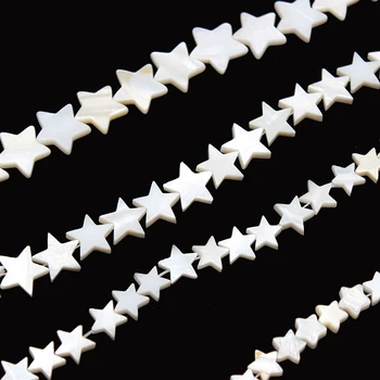 Looduslik Valge Hall Pärlmutter Shell Õnnelik Viie osutas Star Kujuga Helmed Ripats Korter Pärl Kest Ehteid Tehes 15