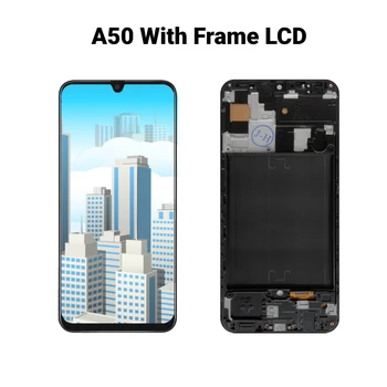 Samsung A50 lcd Super AMOLED Samsung Galaxy A50 SM-A505FN/DS A505F/DS A505 LCD Ekraan Puutetundlik Digitizer Koos Raami