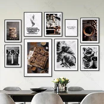 Kohv, Küpsised Terviseks Leib, Kook Seina Art Lõuend Maali Nordic Plakatid ja Pildid Seina Pildid elutuba Kohvi Klubi