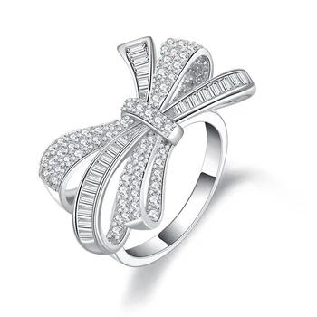 PANSYSEN 925 Sterling Hõbe Bowknot Loodud Moissanite Gemstone Pulmad Engagement Diamond Ring Trahvi Ehteid Hulgimüük