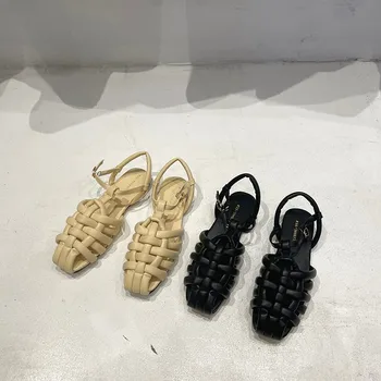 WEIBATE Kitsas Bänd Kudumine Gladiaator Sandaalid Naiste Vintage Square Varba Brändi Disaini Suve Sandaalid Naistele Elegantne Korter Sandaalid