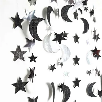 4M Must Silver Moon Star Vanik Teenetemärkide Sära Kosmoses Sünnipäeva Rippuvad Pulm Twinkle Baby Shower Teenetemärgid