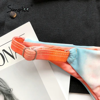 Simplee Seksikas pael värvi bikiinid Madal vöökoht supelrõivad naine Kolmnurk elegantne backless Kahes tükis ujumistrikood prindi trikoo Uus