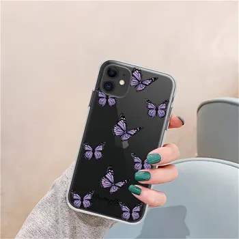 Värviline Liblikas Case For iPhone 12 11 Pro Max Mini X-XR, XS 7 8 6 6s Pluss 5s SE 2020 Läbipaistev Loomade Pehme TPU Telefoni Kate