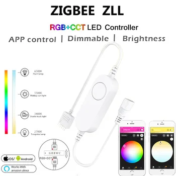 1/2/3/5tk Zigbee 3.0 RGBCCT LED Kontroller 5050 Led Valgus Tuya Zigbee DC5V 12V 24V Smart Elu App Fr Alexa/Google Kodu