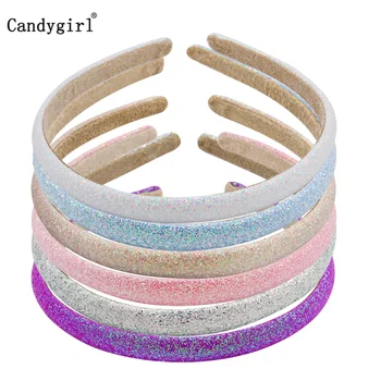 Candygirl 6tk Tüdrukud Glitter Läikiv Hairband Pehme Anti-Slip Naiste Nahast Peapaelad Tahke Sädelevat DIY Juuksed Hoop Tarvikud