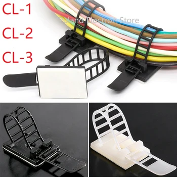 10tk CL-1 CL-2 CL-3 Cable Clips Self Adhesive Mount Traat Klamber Line Lips Fikseeritud Reguleeritav Kinnita Korraldaja Omanik Must Valge