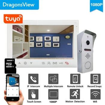 Dragonsview Wifi Smart Wireless Doorbell Video 1080P Ukse Telefon, Intercom Süsteem Tuyasmart 7 Tolline Päev Öise Nägemise IR Avada