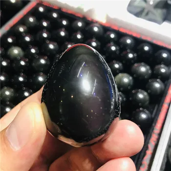 40 mm vikerkaar!!Natural cat eye obsidian crystal muna, quartz crystal harv