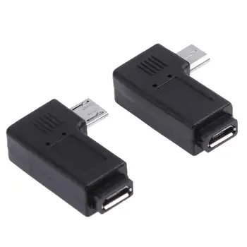 2tk/lot 90 Kraadi USB Vasakule & Paremale Kaldu Micro 5pin Naine Mikro-USB-Mees Andmete Adapter Mini USB-Pistik Ühendage Micro-USB