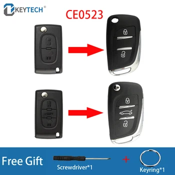 OkeyTech Kohandatud Flip Remote Key Shell Kaas Peugeot 306 407 807 Partner, Citroen C2, C4, C5, C6, C8 Berlingo Picasso CE0523