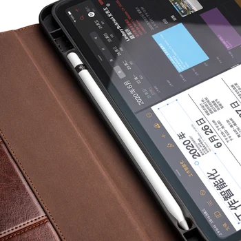 QIALINO Äri naturaalsest Nahast Flip Case for iPad Pro 12.9 2018/20 Ultra Õhuke Käsitöö Seista Tableti Kate iPad Pro 11 2021