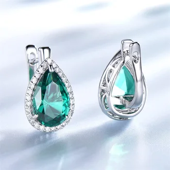 GICA GEMA Lady Gemstone Kõrvarõngad Loodud Emerald Topaas, Tsirkoon Reaalne 925 Sterling Silver Ear Stud Mood Kaasamine Trahvi Ehteid
